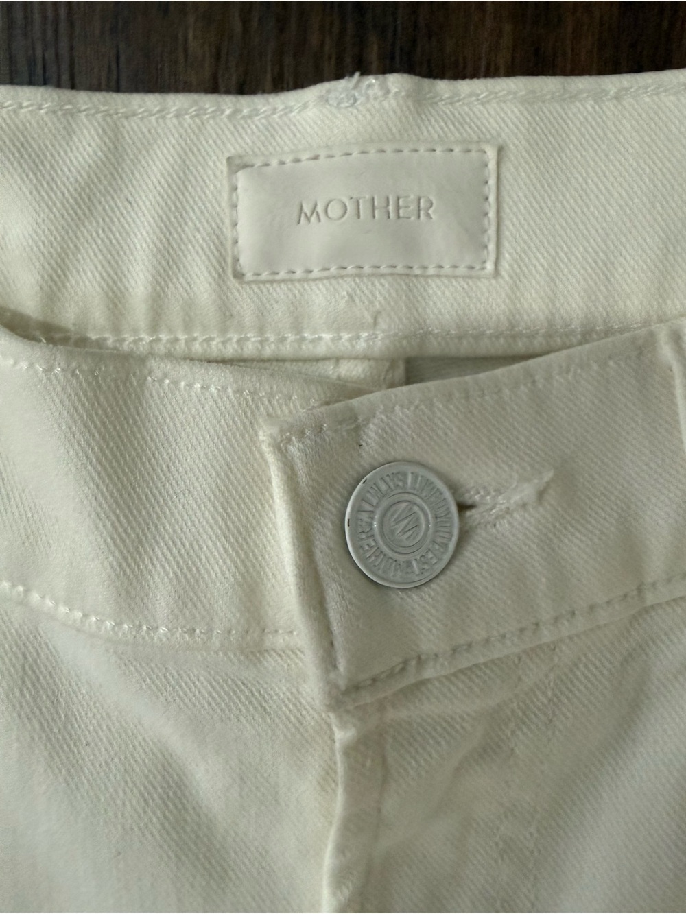 MOTHER The Insider Slit Ankle Fray Jeans Women’s Size 26 Glass Slipper White - Picture 5 of 6